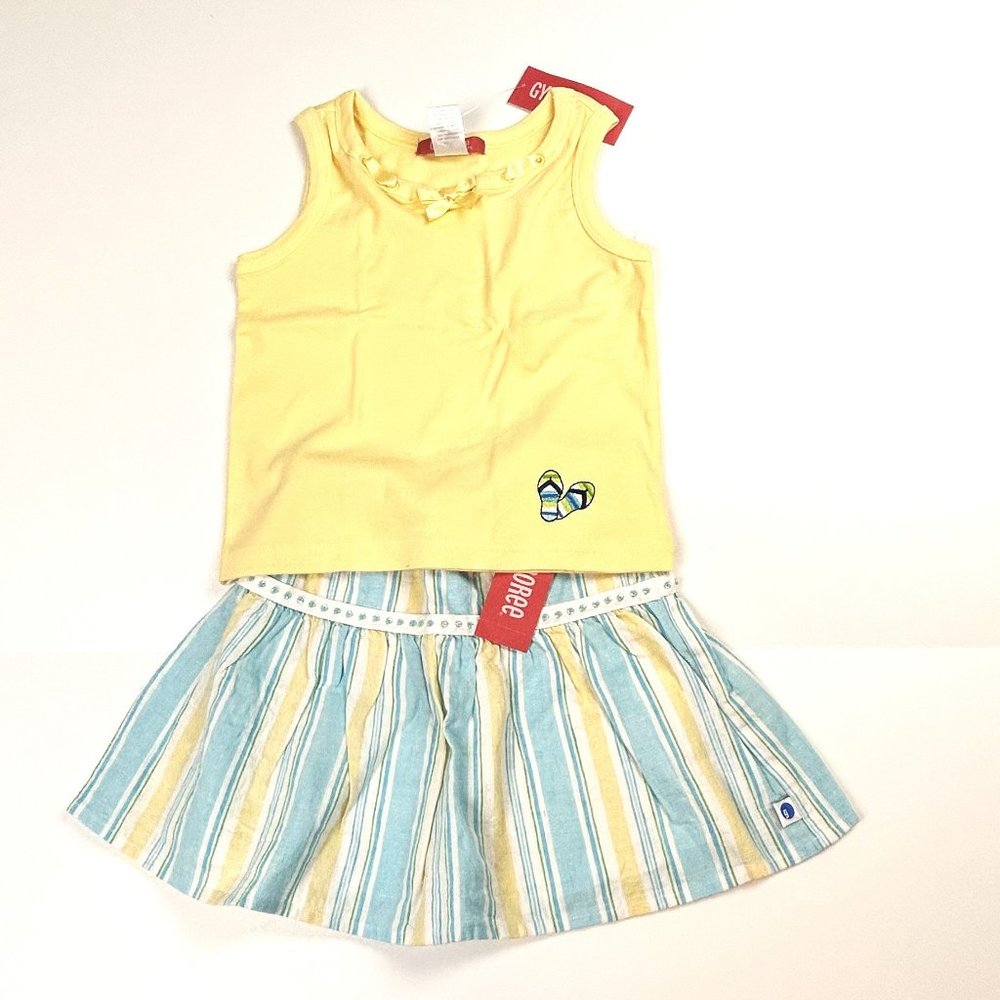 NWT Gymboree Girl Stripe Skort & Flip-Flop Tank Top Size 5